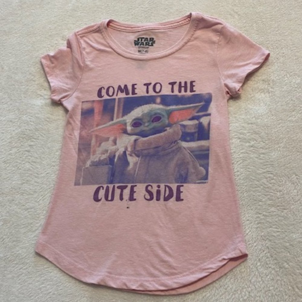 Star Wars Baby Yoda Girl's Long Pink T-Shirt